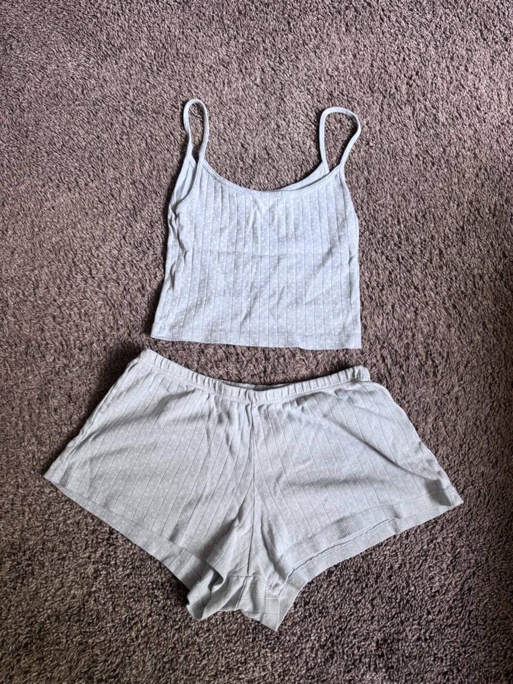 Brandy Melville baby blue pointelle sleep set